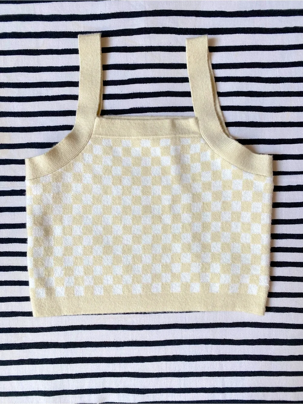 Rylee + Cru girls 6-7yr  Butter Yellow checkerboard set